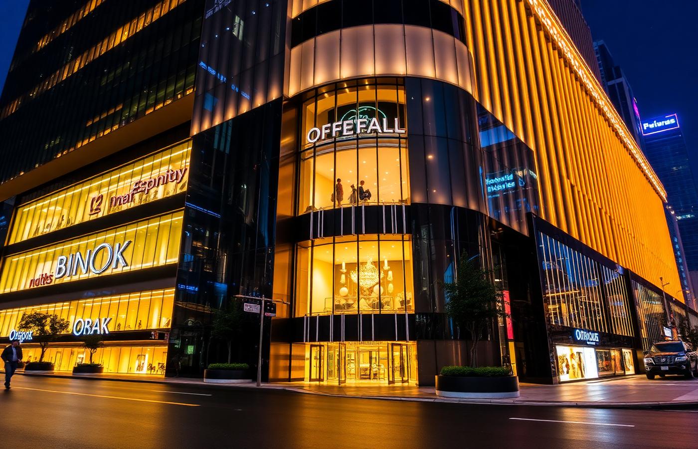Modern Bangkok shopping district at night